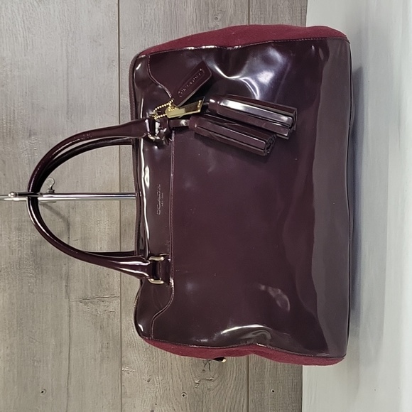 Coach Handbags - Coach Legacy Pinnacle Polished Merlot Patent Leather Satchel Handbag Purse